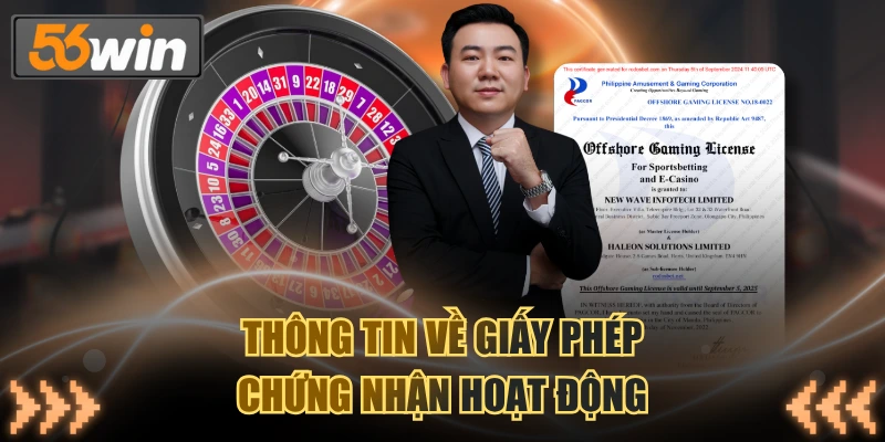 Thông tin về giấy phép từ phía trang game 56WIN